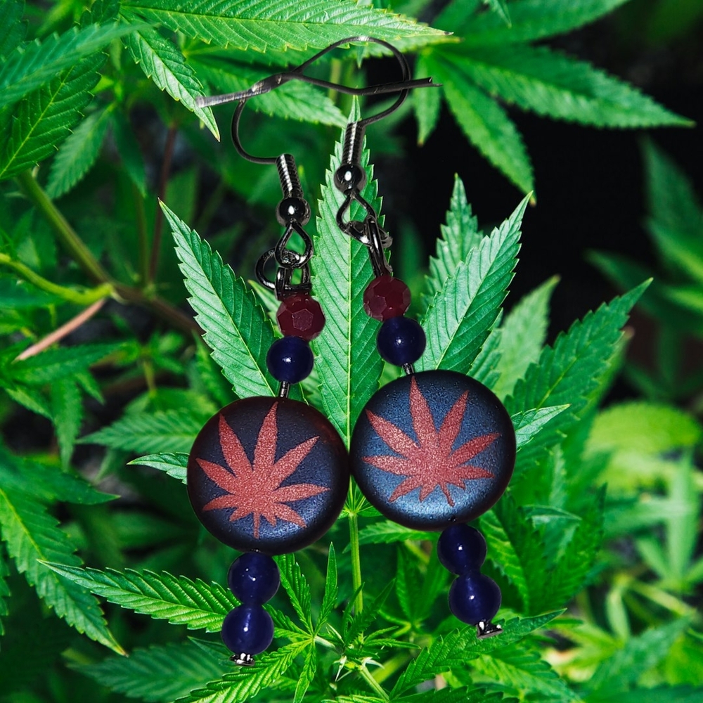 Czech Pressed Glass With Dyed Blue Aventurine And Crystals